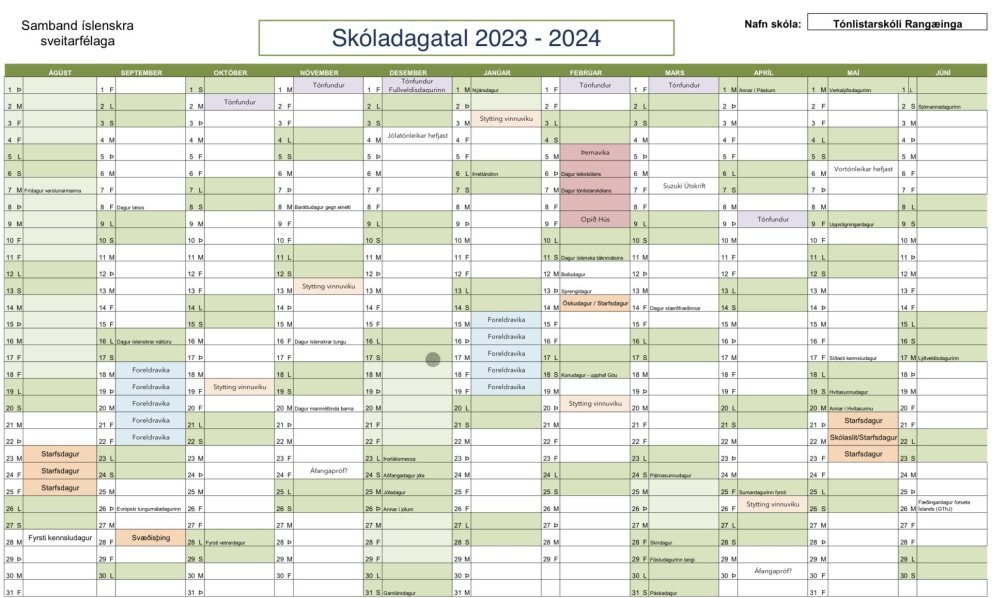 Skóladagatal 23-24