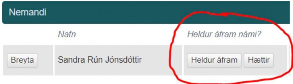 Vegna áframhaldandi náms
