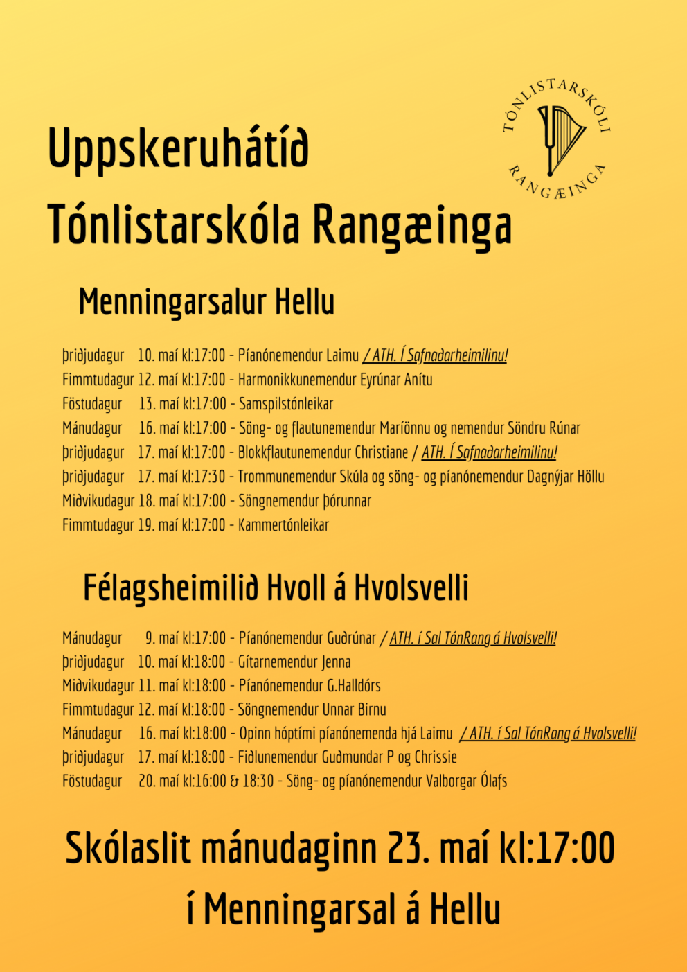 Uppskeruhátíð Tónlistarskólans 2022